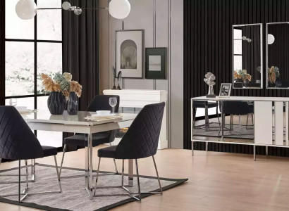 Complete Set Dining table 4x Chairs Dining room Set Ess Group Wood Table 7pcs